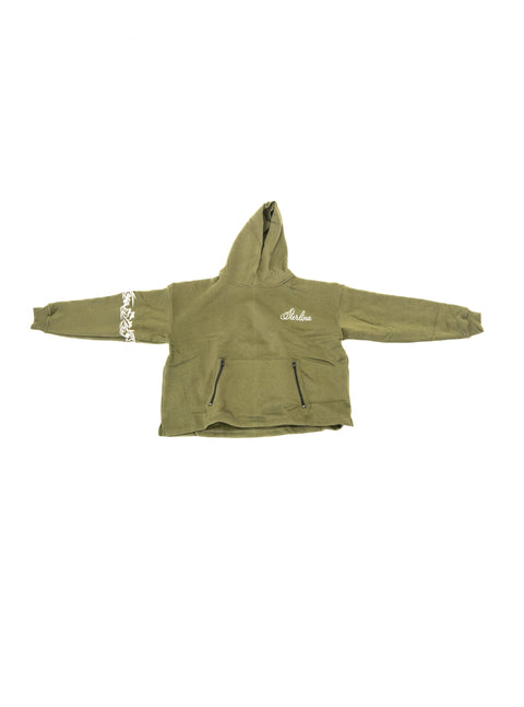 Olive Green Floral Hoodie