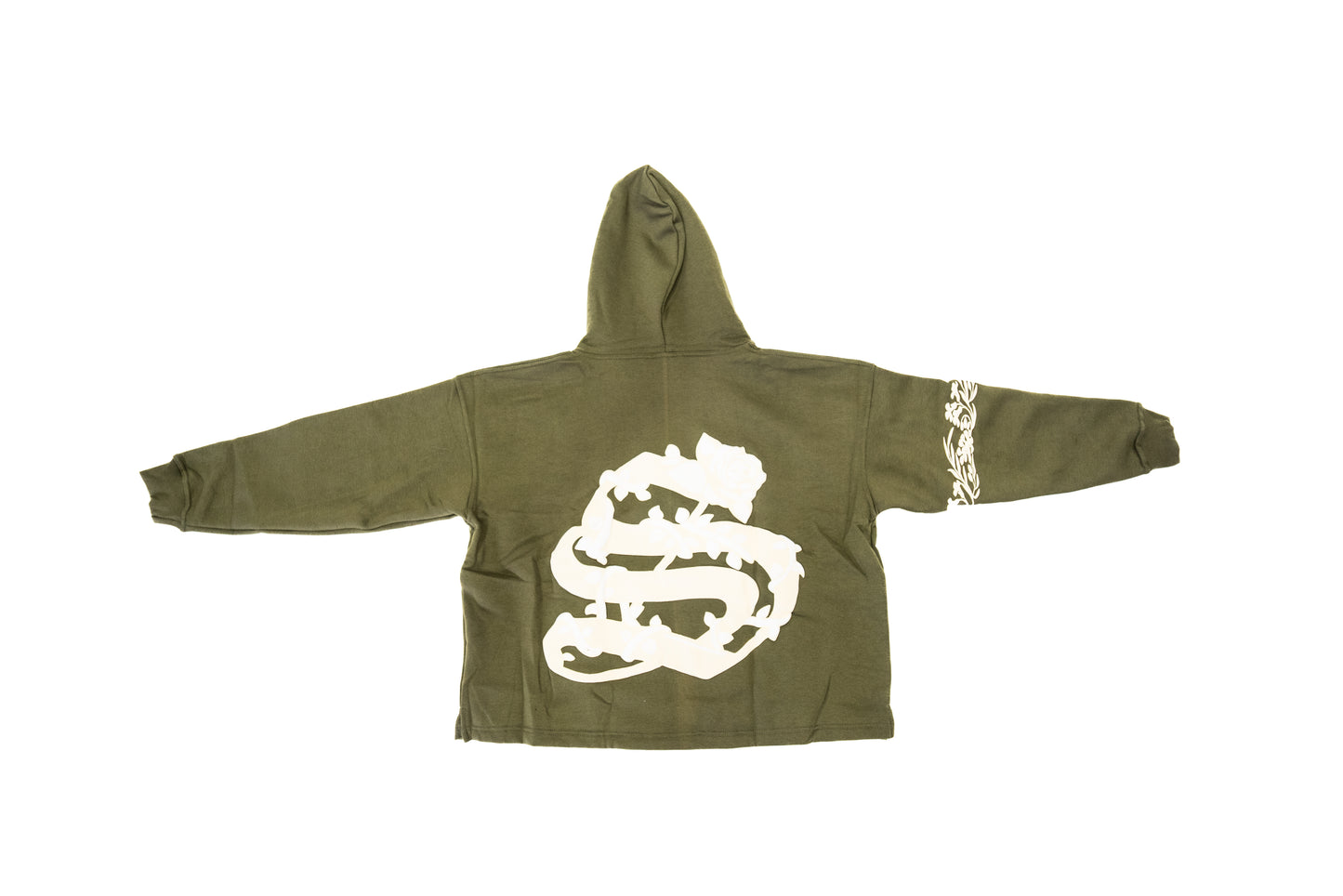 Olive Green Floral Hoodie