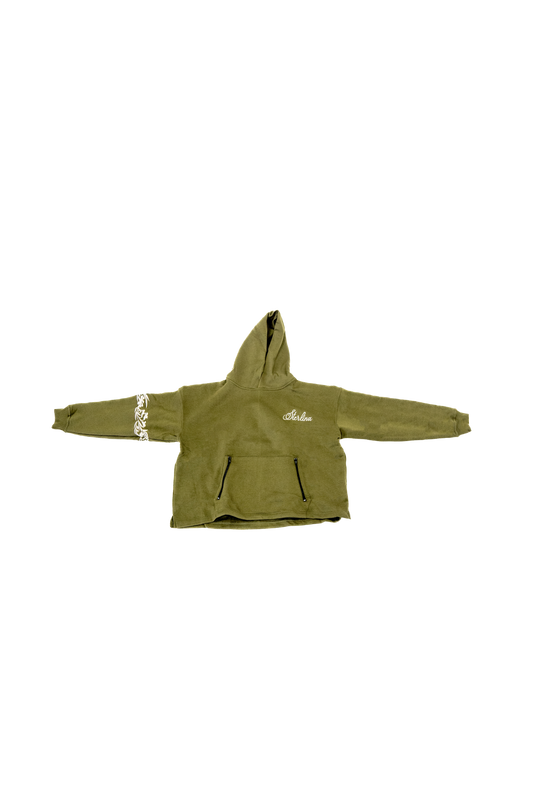 Olive Green Floral Hoodie